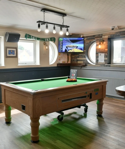 interior seating area and pool table