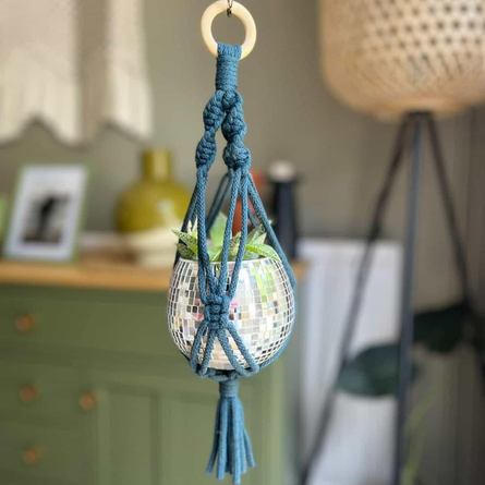 An image of a hanging disco ball planter to advertise a Disco Ball Hanger Workshop What's on event at The Cart & Horses.