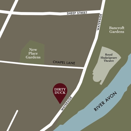 A map of the local area and where to find the Dirty Duck.