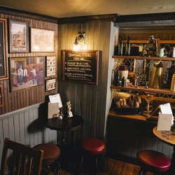 The interior decor with seating area at the Three Tuns.