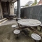 Exterior beer garden with a picnic bench