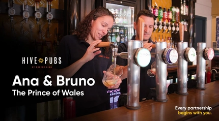 Anna and Bruno, the Prince Of Wales' banner.