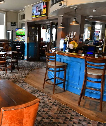 interior seating area and bar