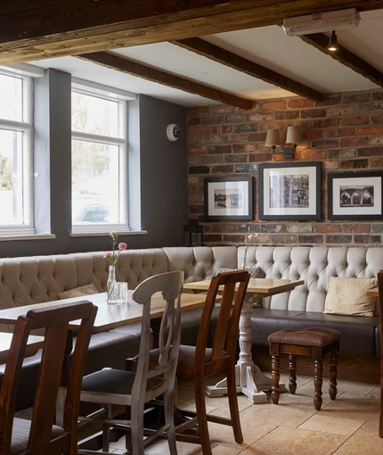 Internal seating area in a pub restaurant