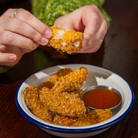 A side of chicken strips served at the Plank & Leggit.