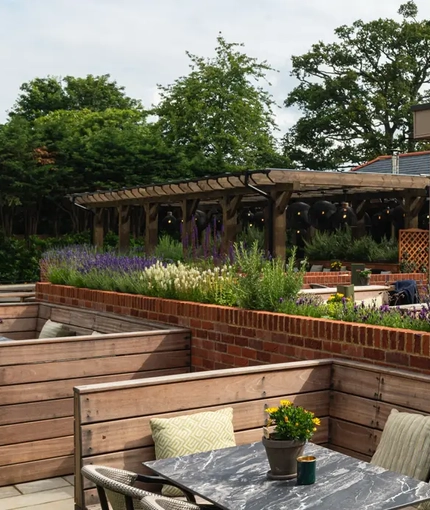 The beer garden at the Prince Of Wales,