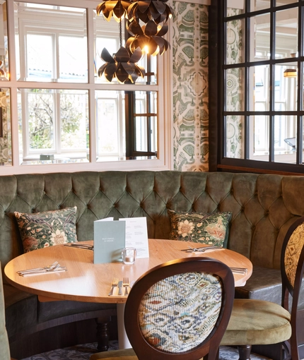 Restaurant seating area in a pub hotel