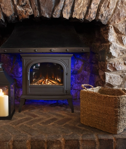 Interior fireplace decor.