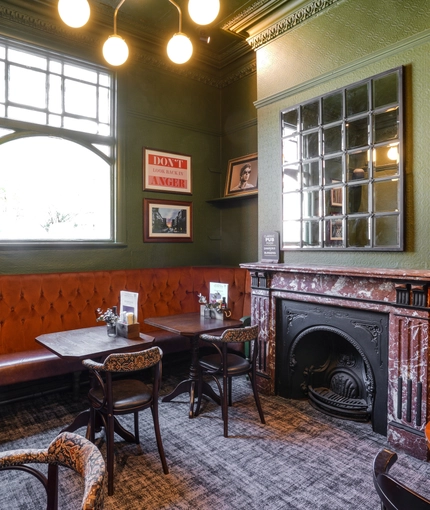 Internal seating area in a pub restaurant