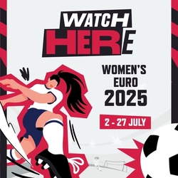 A banner promoting the Women's Euros for selected Flaming Grill Venues.