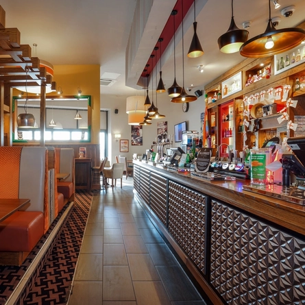 Bar and restaurant area in a pub