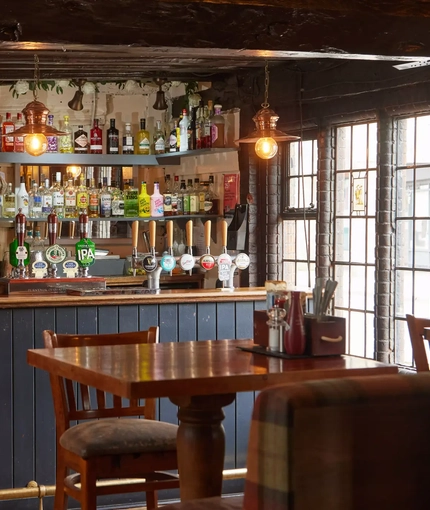 interior bar, restaurant and seating area