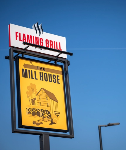 Exterior signage at the Mill House Cheshire