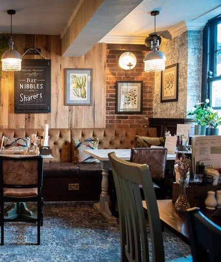 The restaurant area in the Pen & Parchment.