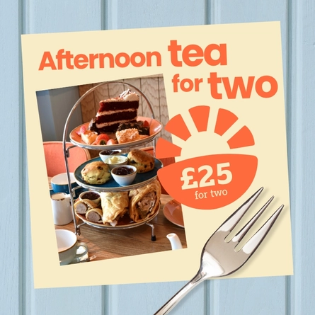 A banner promoting the "Afternoon tea for two" at the Farmhouse Kitchen pubs.