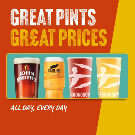 A graphic promoting 'great pints at great prices' at Proper Locals.