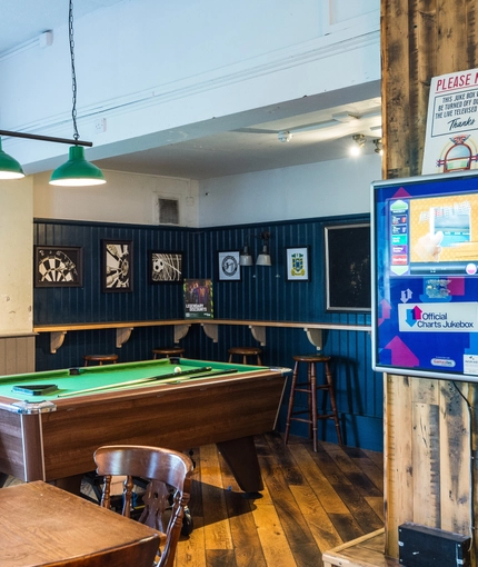 interior seating area with pool table