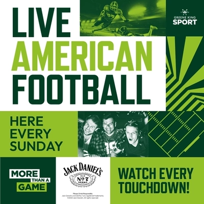 An Info Graphic advertising Live American Football at Greene King Venues.