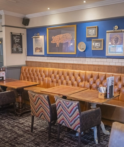 interior of the restaurant and seating area