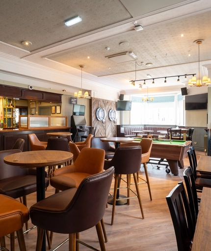 The interior restaurant and seating area at the Black Horse.