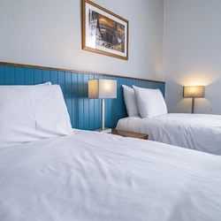 The interior of one of the hotel rooms at The Highfield Hotel.