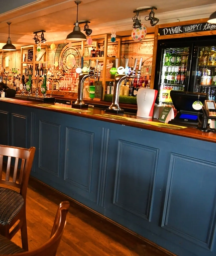 interior seating area and bar