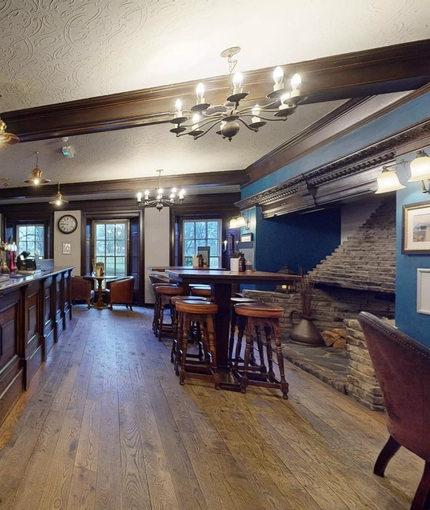 The bar and seating areas inside The Rothley Court Hotel.