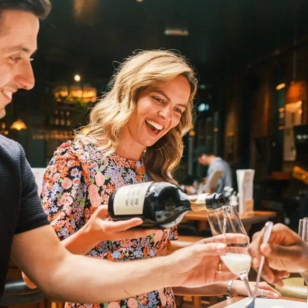 Pouring sparkling wine