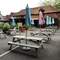 Beer garden outside of a pub
