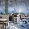 Some tables in the beer garden of the Rothley Court Hotel.