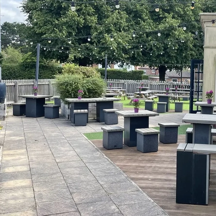 The beer garden at The Oak Tree