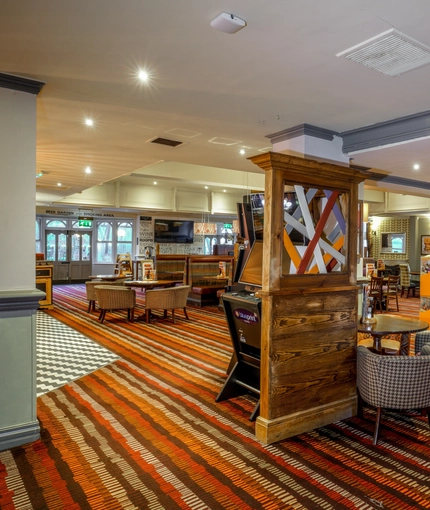 interior of the restaurant with seating area