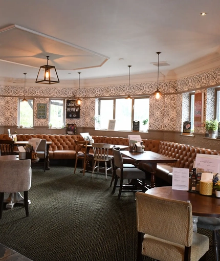 Internal seating area in a pub restaurant