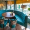 Interior seating and restaurant area of the Buff