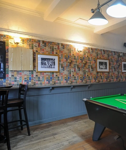 interior seating area with pool table