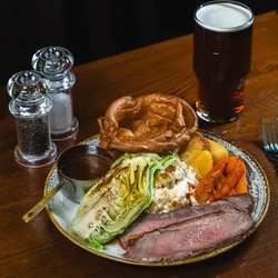 A roast dinner in the pub