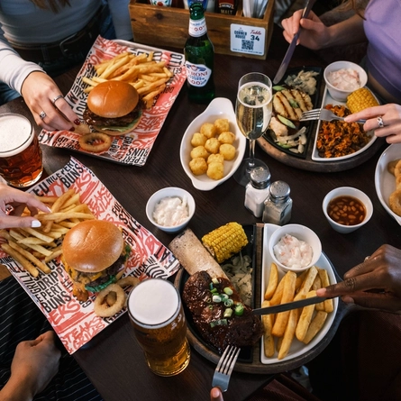 A close up of  a new selection of mains from the new Spring/Summer menu at Flaming Grill.