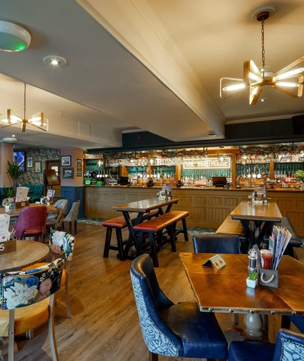 Restaurant and bar area in a pub