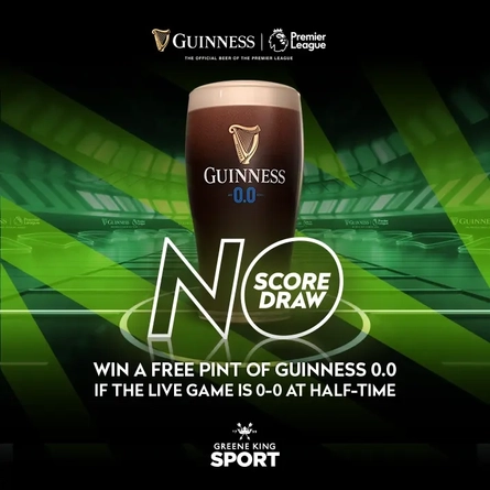 A banner promoting the No Score Draw promotion for Guinness 0.0