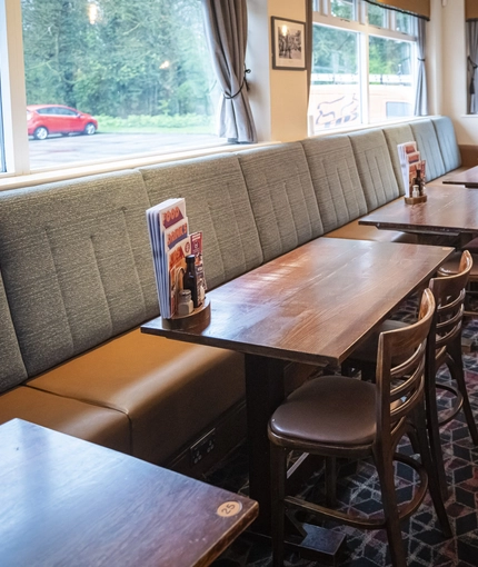 interior of restaurant and seating area