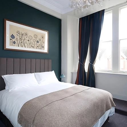 A bedroom at the Kew Gardens Hotel.