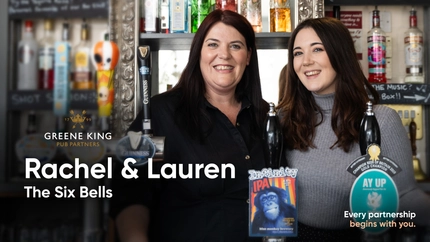 A video front screen showing Rachel and Lauren from The Six Bells..
