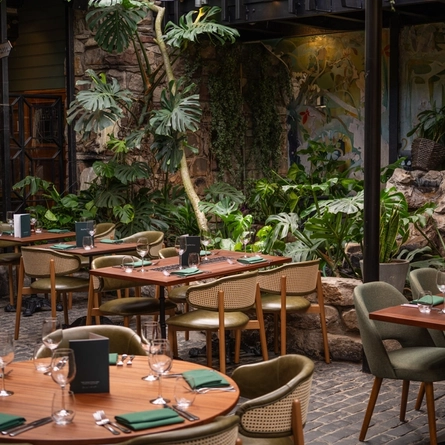 The interior restaurant and seating area at the Ubiquitous Chip.