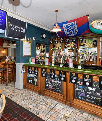 interior seating area and bar