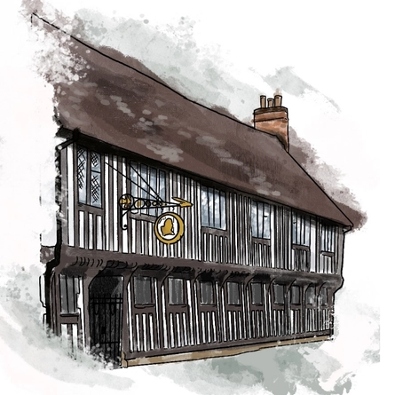 Illustration of Schoolroom for the Bell in Shottery, Multipurpose banner for Mobile