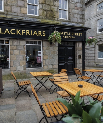 Beer garden outside of a pub