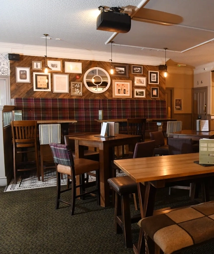 Internal seating area in a pub restaurant