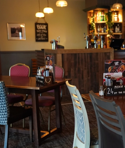 interior of the restaurant with seating area