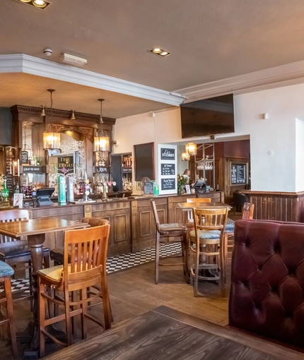 Internal seating area in a pub restaurant