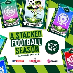 A banner promoting a Stacked Football Season with Selected Greene King venues.